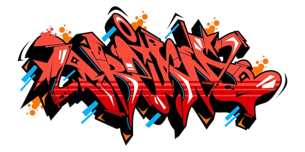 Abstraktes wort, traum, graffiti-stil, schriftart, schriftzug, vektor, illustration