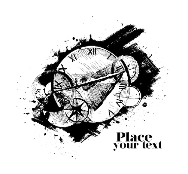 Abstraktion eines Uhrwerks ein Zeitmaschinen-Poster-Banner-Design