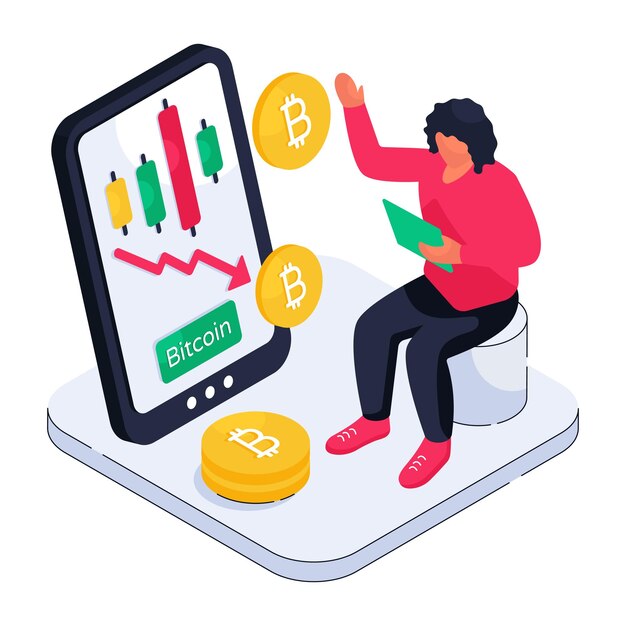 Abwärts gerichtete Pfeile mit BTC symbolisieren das Konzept des Bitcoin-Verlusts