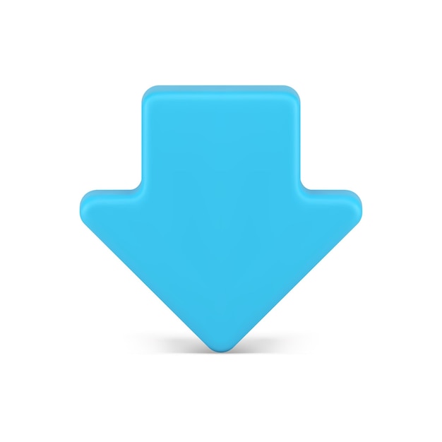 Abwärtspfeil blau zurück Download-Symbol Abwärtsrichtung 3D-Symbol realistische Vektorillustration