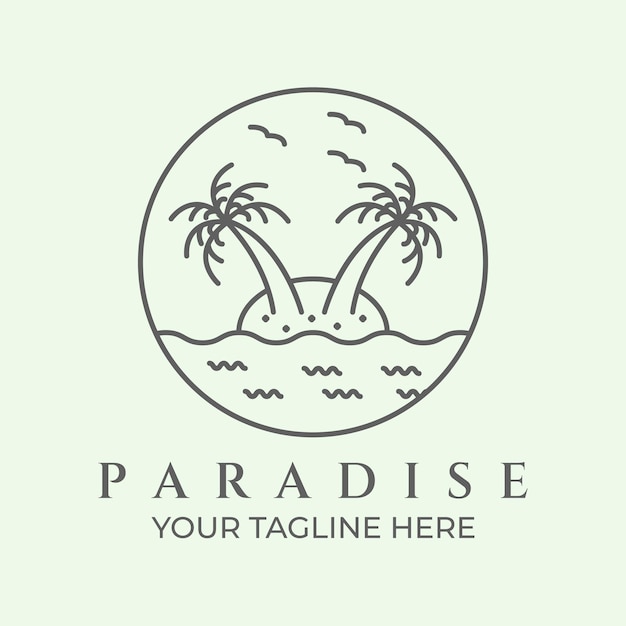 Abzeichen Paradies Logo Strichzeichnungen minimalistisches Design Welle