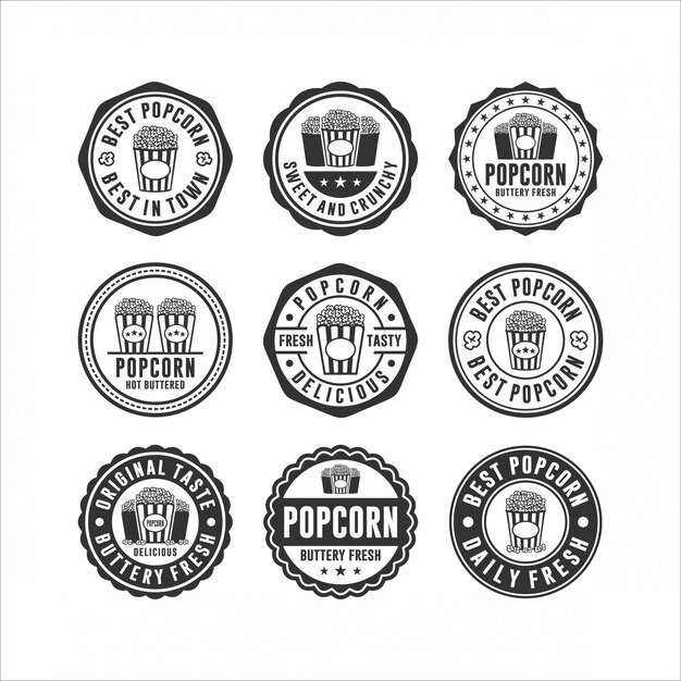 Abzeichen Stempel Popcorn Design-Sammlung
