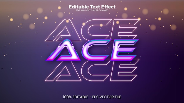 Ace bearbeitbarer texteffekt im modernen trendstil premium vector
