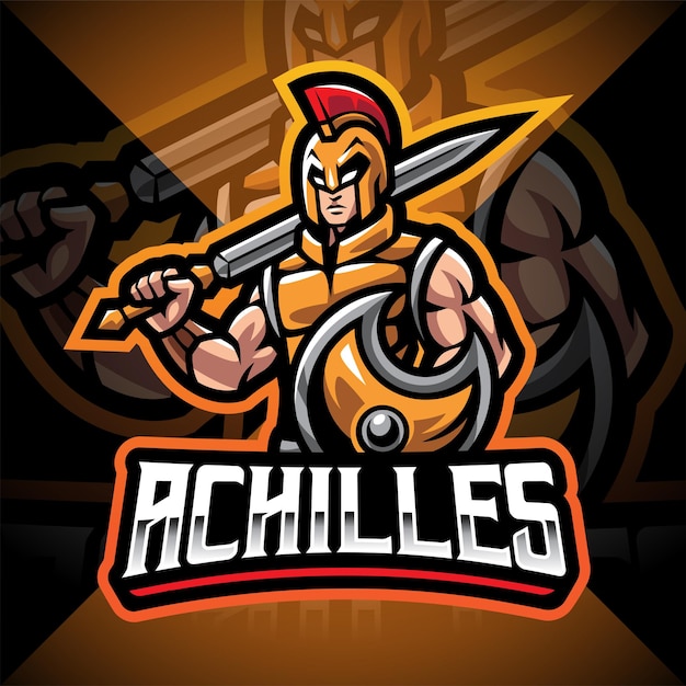 Achilles griechisches maskottchen esport-logo-design