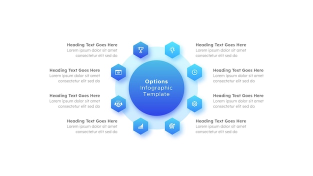 Vektor acht 8 schritte optionen circle business infografik modernes design-vorlage