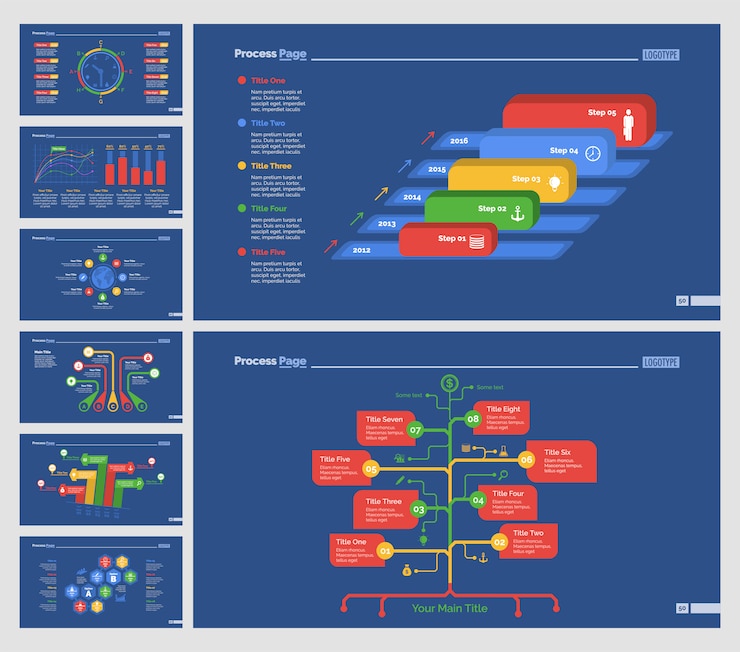 Vektor acht business slide vorlagen set