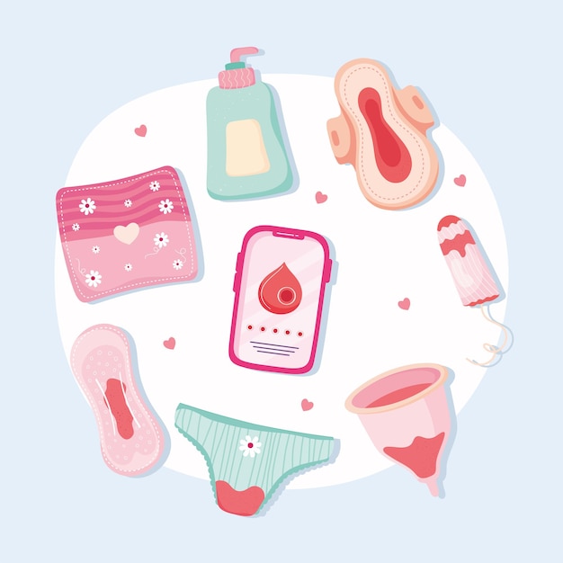 Vektor acht symbole für die menstruation