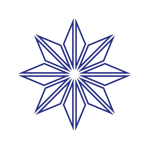 Vektor achtzackiger blauer stern einfaches dünnes liniensymbol