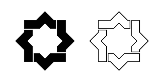 Achtzackiger Stern-Ikonen Vektorkontur Umriss und Silhouette geometrisches Designelement Form