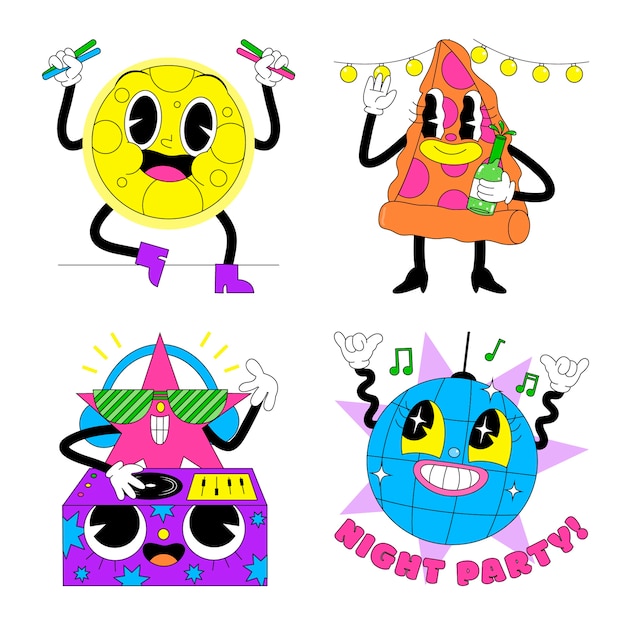 Acid-Disco-Aufkleber-Set