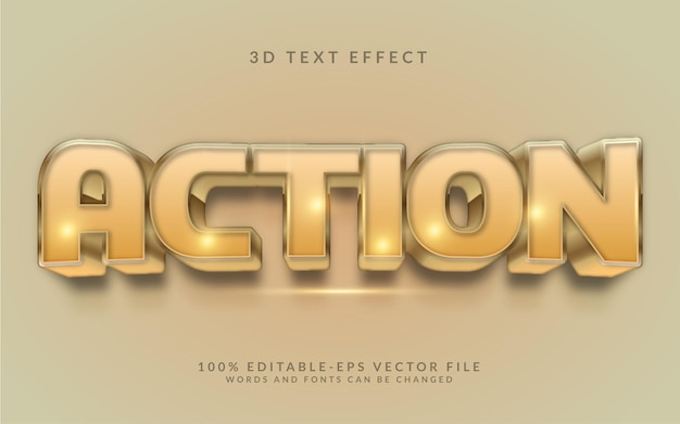 Action 3D-Text-Effekt Vollständig bearbeitbarer Illustrator zu Vektor