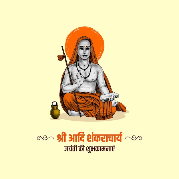 Vektor adi shankaracharya jayanti vektorhintergrund