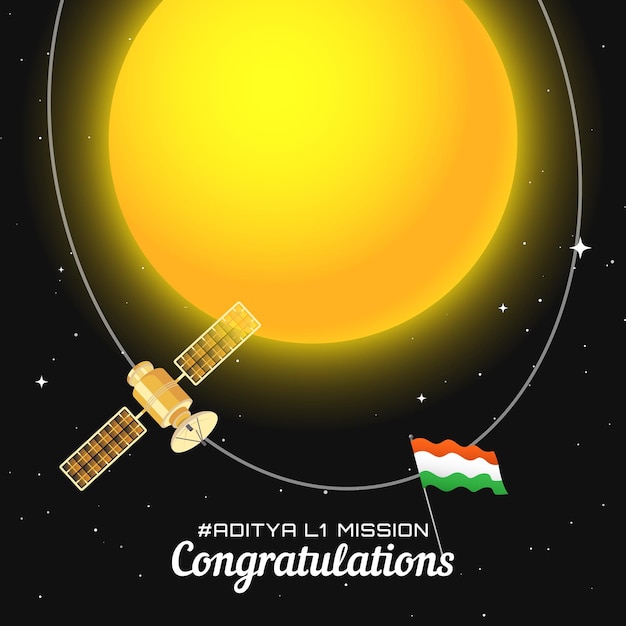 Aditya L1 Mission Herzlichen Glückwunsch Illustration ISRO Mission Indien