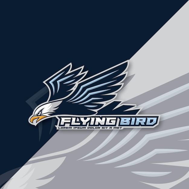 Adler-esport-maskottchen-logo-design adler oder amerikanischer falke mit abzeichenvorlagen für sportstile