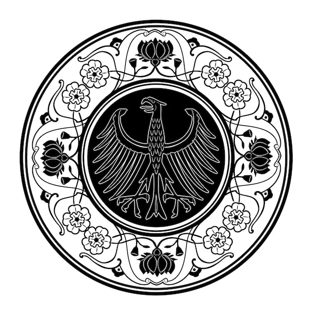 Adler-logo mit blumenrahmen modell 3 handgefertigte silhouettenkollektion
