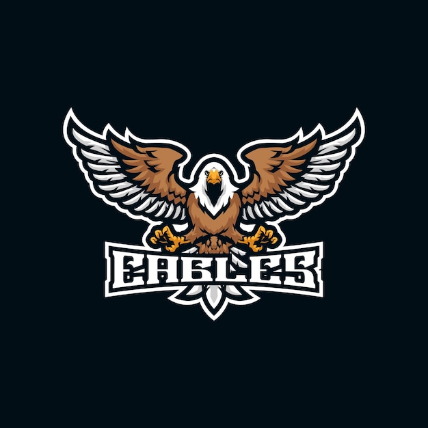 Adler-maskottchen-logo-design mit modernem illustrationskonzept für den druck von abzeichen, emblemen und t-shirts. adlerillustration für sport- und esportteam.