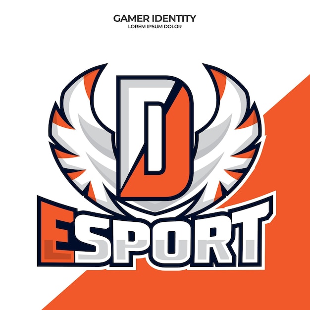 Vektor adlerflügel esport logo buchstabe d entwurfsvorlage vogel esport logo illustration ursprüngliches esport-logo