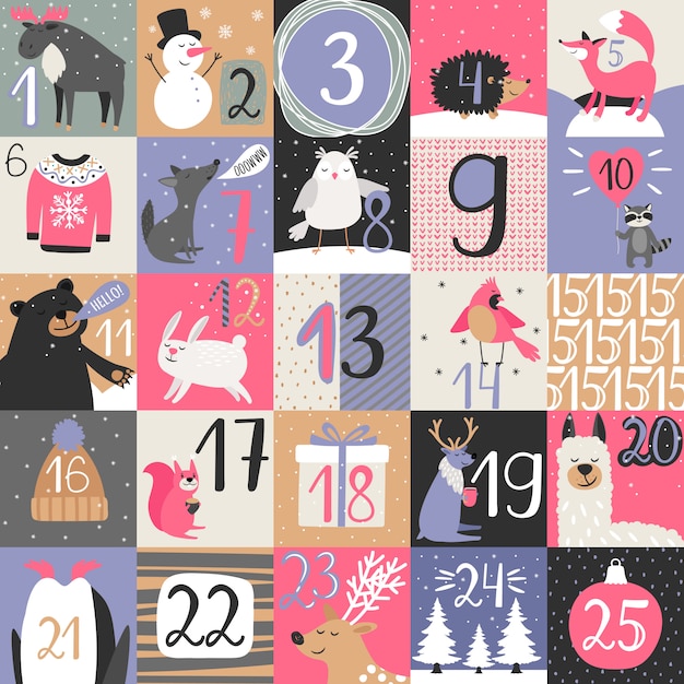 Adventskalender mit Wintertieren