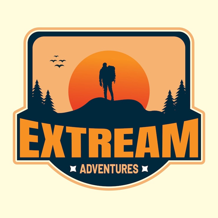 Vektor adventure outdoor mountain logo und t-shirt-design