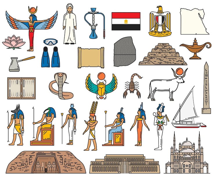 Vektor ägypten religiöse heilige symbole und alte gottheit