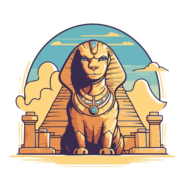 Ägyptische sphinx in der antiken stadt luxor vector-illustration