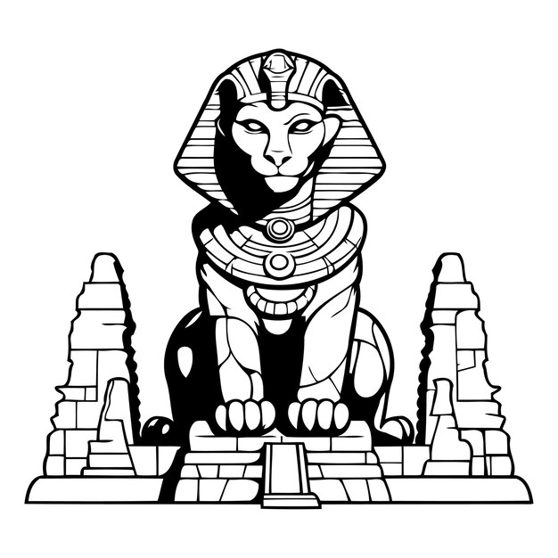 Vektor Ägyptische sphinx vektor-illustration im retrostil für ihr design