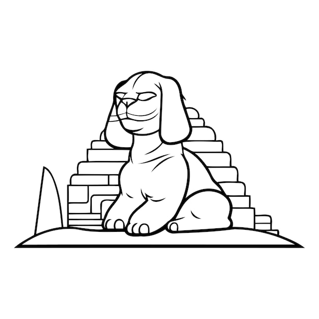 Vektor Ägyptische sphinx vor den pyramiden vektorillustration