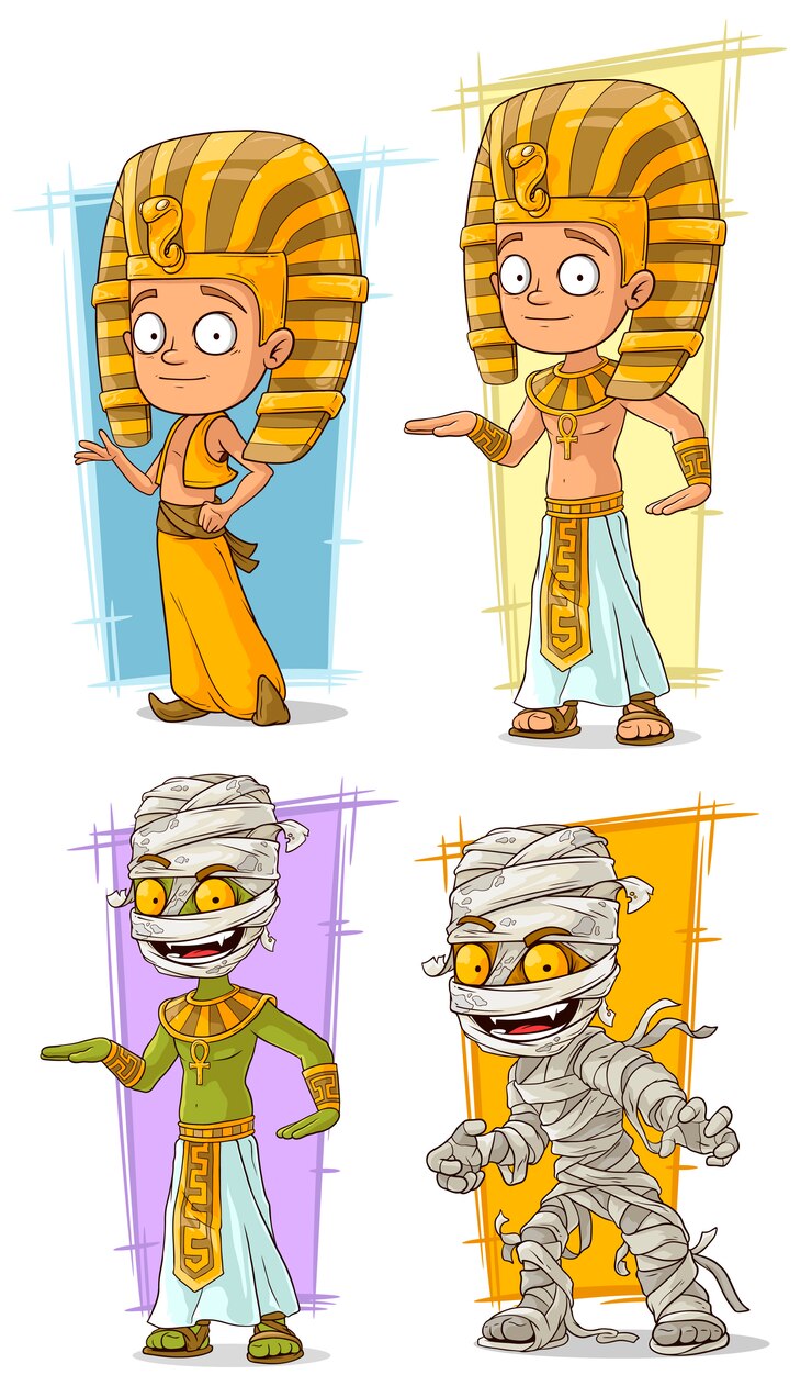 Ägyptischer Pharao- und Mamazeichensatz der Karikatur