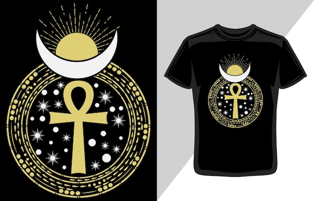 Vektor Ägyptisches ankh druckbares, editierbares t-shirt-design