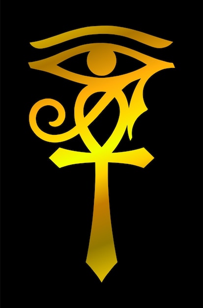 Ägyptisches symbol ankh mit auge der horus-vektorillustration