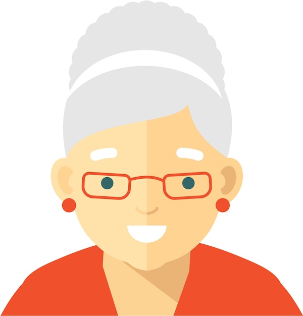 Ältere Senior Woman Face Icon im flachen Stil