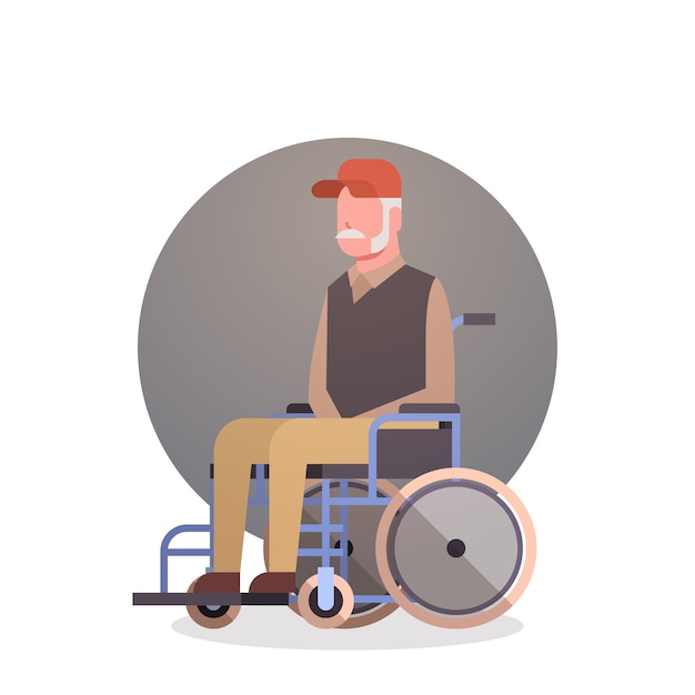 Älterer Mann auf Rad-Stuhl-Großvater Gray Hair Male Icon