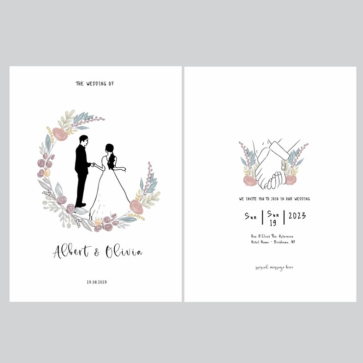 Vektor ästhetisches hochzeitsdesign im koreanischen stil einfach für hochzeitskarte hochzeitseinladung