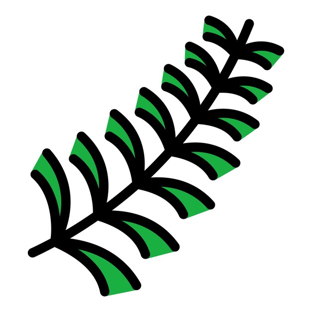Ätherisches öl-symbol des zweigblatts umriss des zweigsblatts ätherisches öl-vektorsymbol farbe flach isoliert