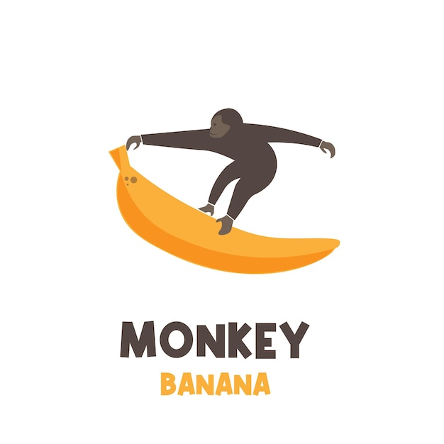 Affe-Illustrations-Logo mit Banane