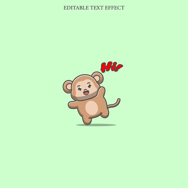 Affe sagt hallo mit Red Text Style Effect