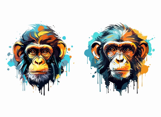Affen-Vektor-Illustration isoliert auf weißem Hintergrund