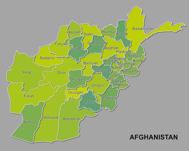 Afghanistan-Karte mit den Provinzen und Verwaltungsgliederungen