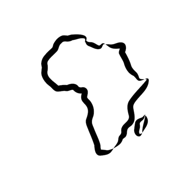 Vektor afrika-karte umreißt grafische freihändige zeichnung auf weißer hintergrundvektorillustration