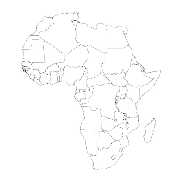 Afrika-karten-linien-symbol mit grenzen zwischen ländern vektor