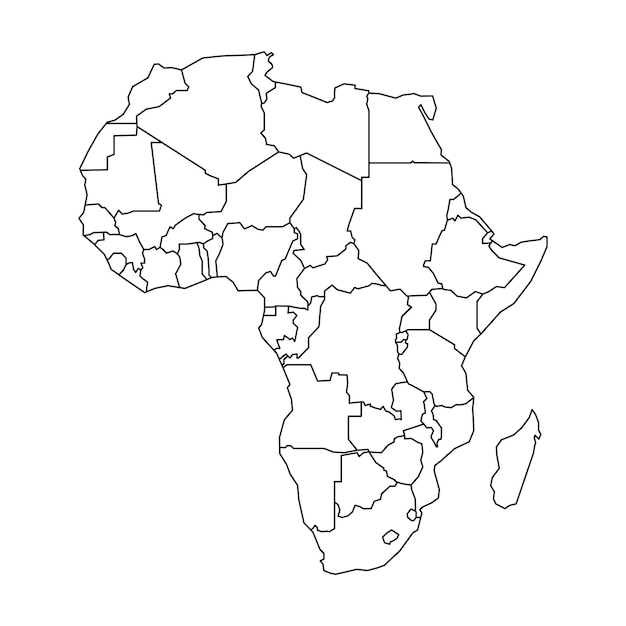 Afrika-Kartenhintergrund mit Staaten Afrika-Karte isoliert auf weißem Hintergrund mit Flaggenvektorillustration