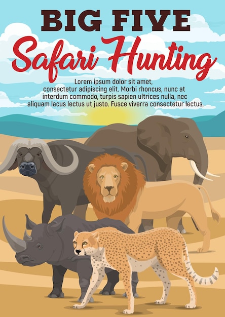 Vektor afrikanische safari-jagdsporttiere