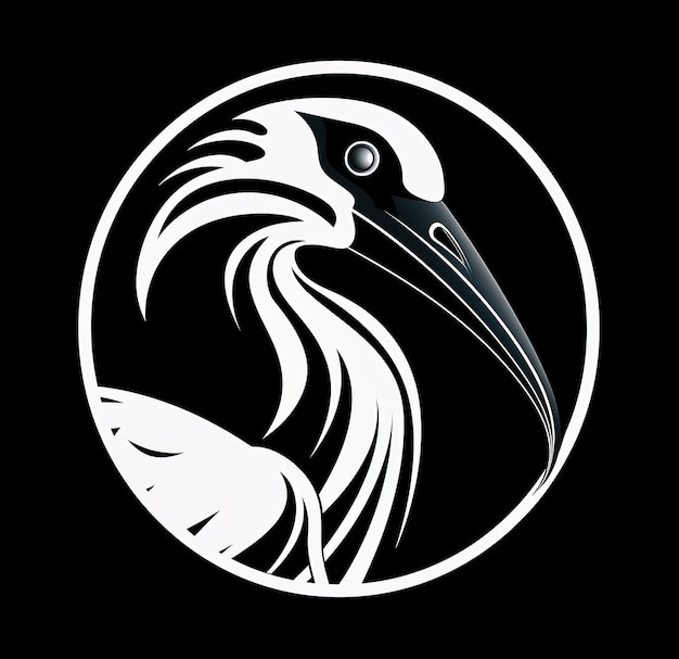 Vektor afrikanischer heiliger ibis als schwarz-weißes vektorisiertes logo