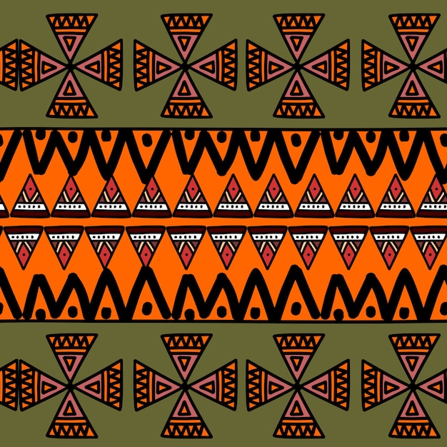 Afrikanisches stammes- muster mit der nahtlosen hand gezeichnet geometrisch