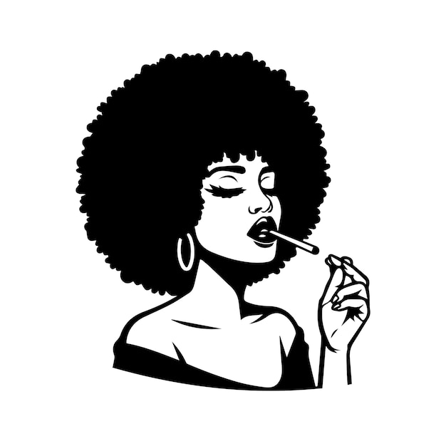 Vektor afro-mädchen rauchen svg