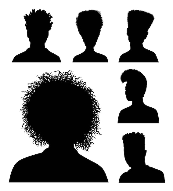 Vektor afro männliche und weibliche frisur posieren silhouette