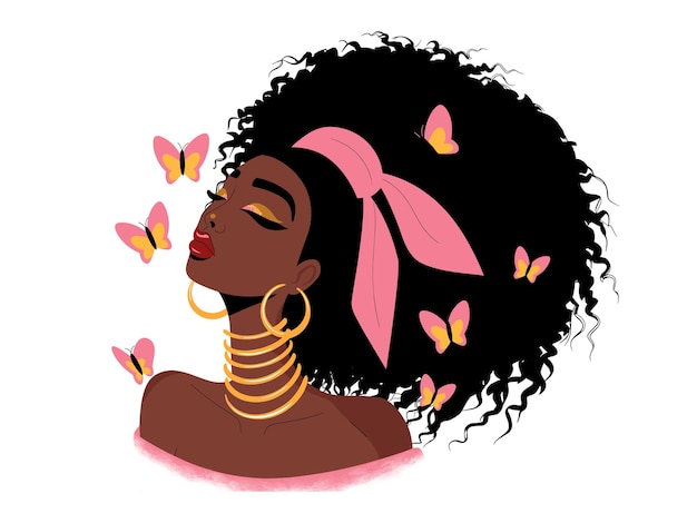 Afro Queen Pink Headwrap Schmetterlinge Empowerment Design