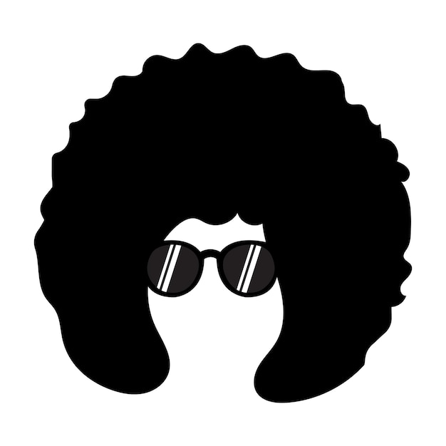 Afro Woman Icon Design Template Silhouette eines lockigen Mädchens Das Konzept der Frisuren lockt Vektorillustration