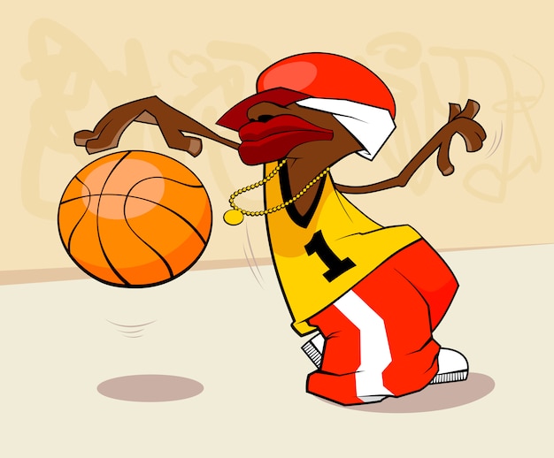 Vektor afroamerikanische basketballspieler-karikaturillustration