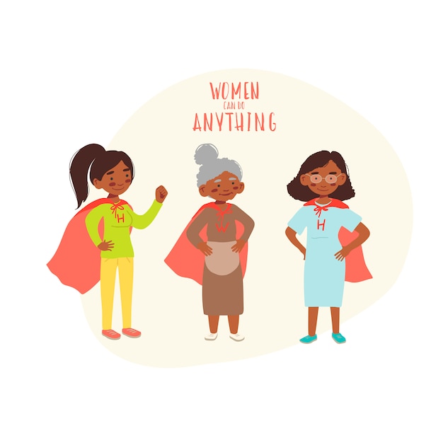 Afroamerikanische Frauen in Superheldenanzügen